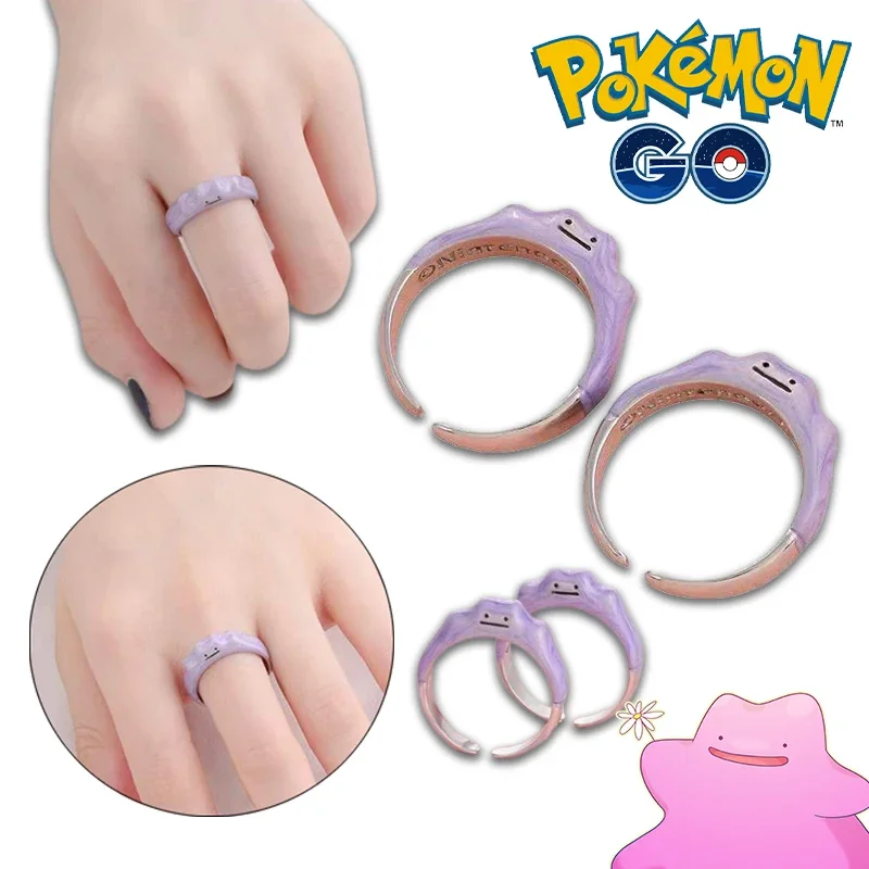 Pokemon Ditto Rings Cute Anime Open Adjustable Ring Plating Alloys Children Toys Rings Jewelry Fashions Kids Birthday Gifts