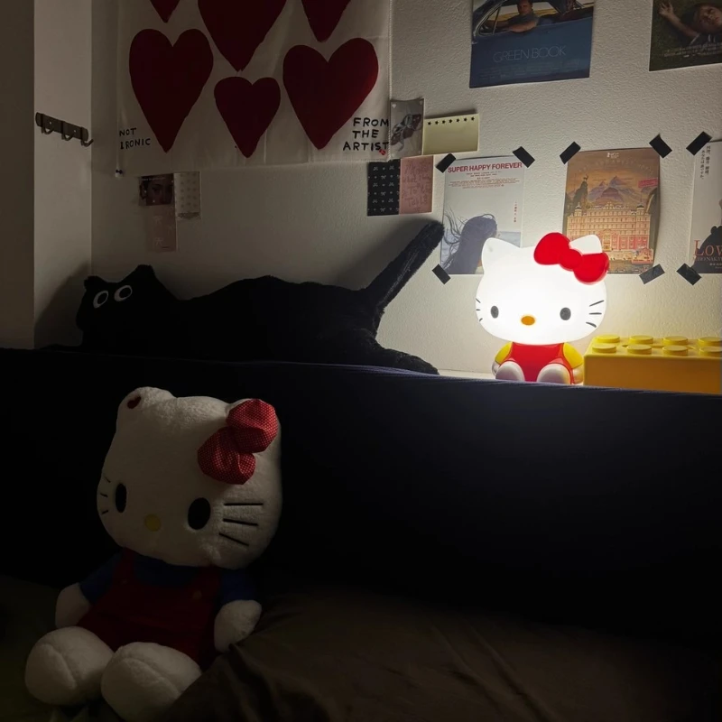 

Аниме Hello Kitty 3D светодиодный сенсорный ночник с мультяшным рисунком для спальни, лампа для сна, настольная модель, украшения для дома, подарок