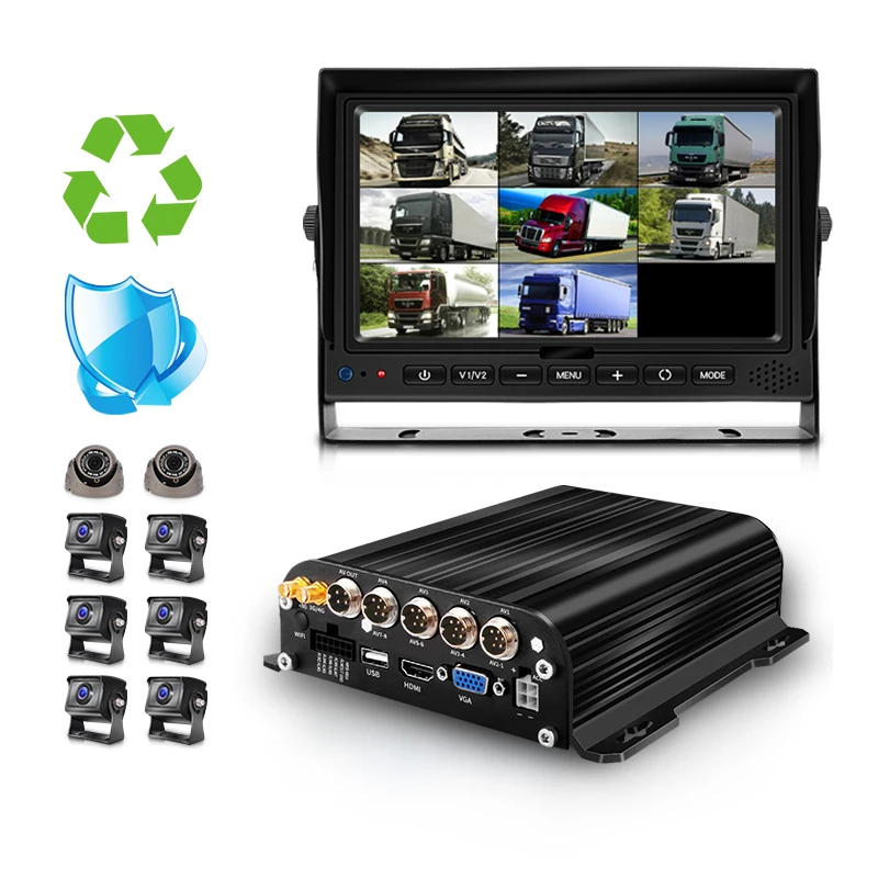 7 Inch CCTV Surveillance Kit 8 Channel Bus Car Taxi Truck 128G SD Card Mdvr Security Cameras System