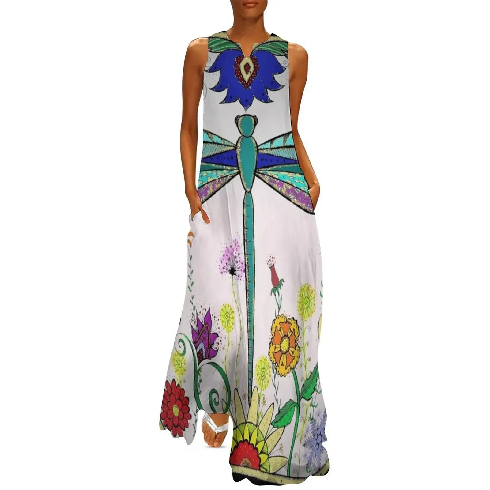 

Dragonfly Long Dress Women's summer long dress dress korean style cute