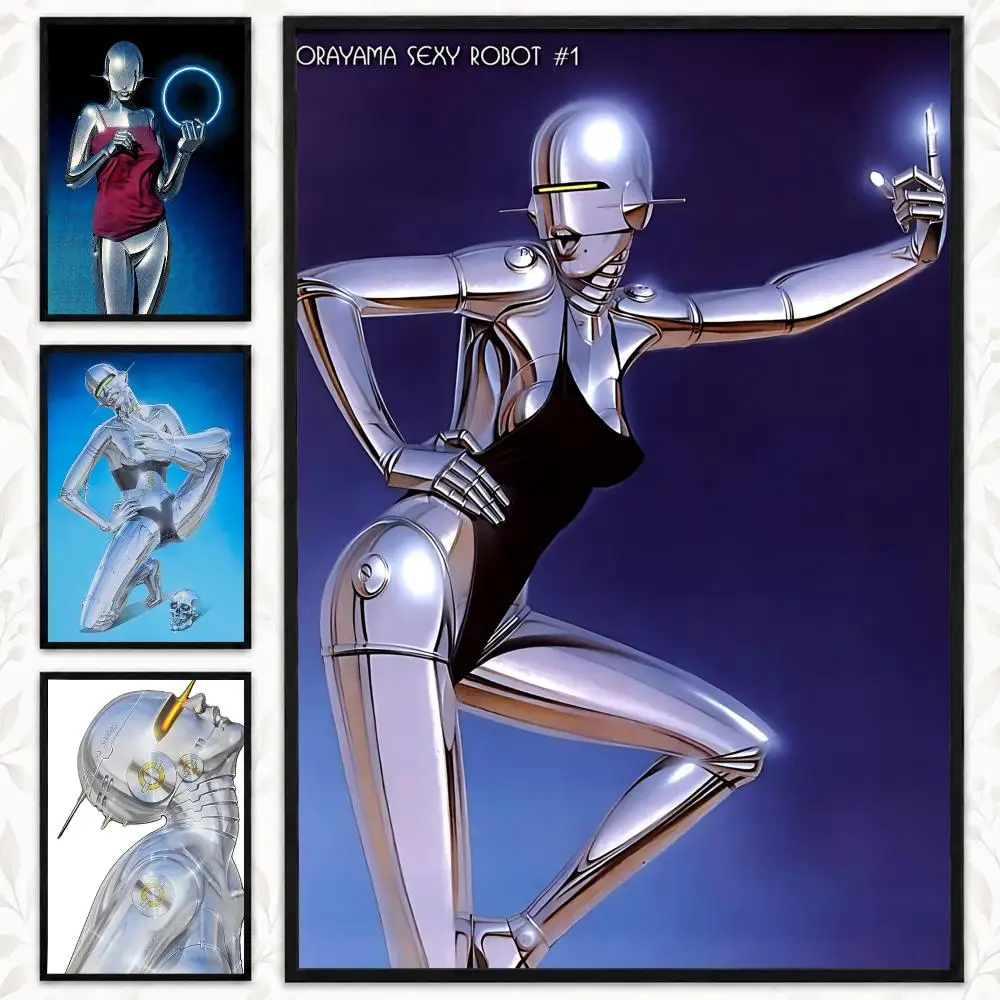 Hajime Sorayama Retro Futuristic Robot Pop Art Metallic Poster Decorative art prints for the home, holiday gifts, unframed