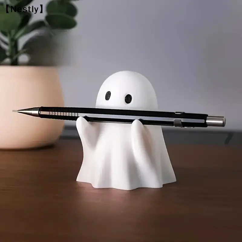 Funny Ghost Pen Holder Spooky Ghost Figurine Design Pencil Holder For Desk Organizer Accessory Gifts For Families Friends〔Nest〕