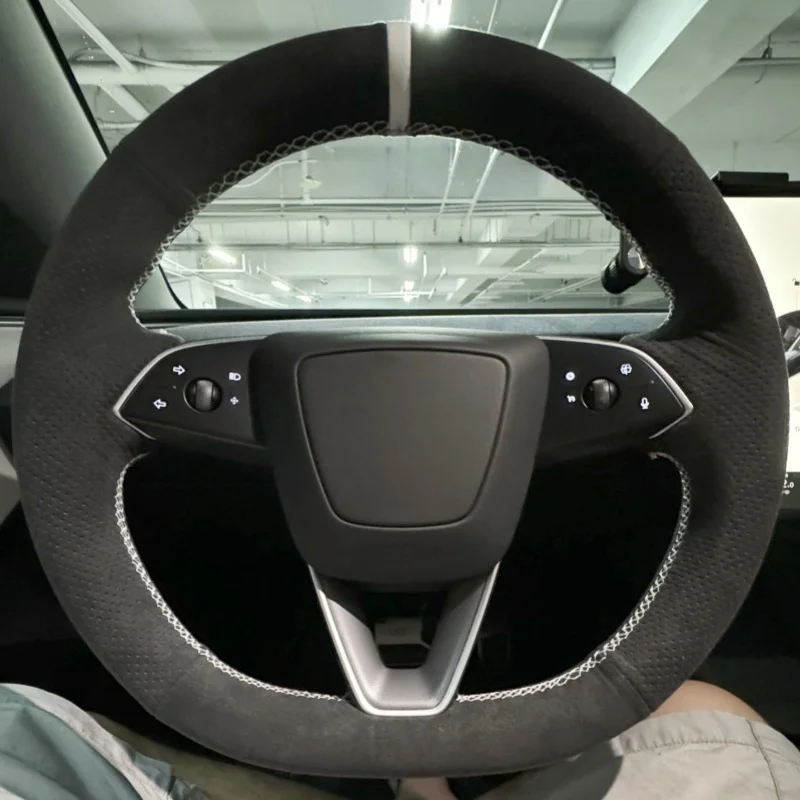 

DIY Car Steering Wheel Cover Suede Leather For Tesla modelo 3 Highland 2024 Steering-Wheel Cover Wrap Car Lnterior Accessories