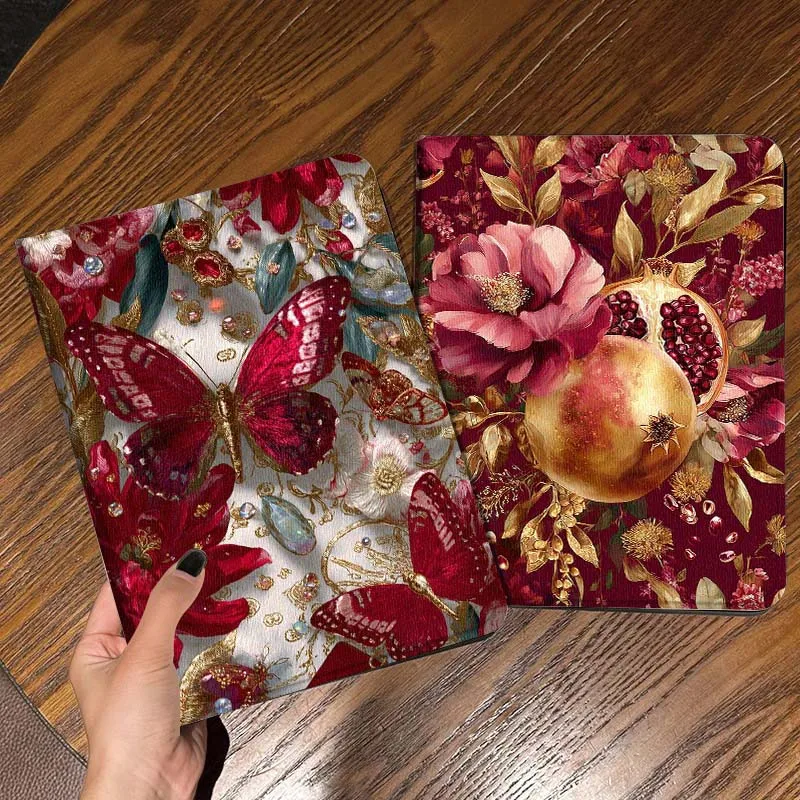 

Red Butterfly Flower Pattern Gift Tablet Case For Apple iPad Air Pro mini 1 2 3 4 5 6 7 8 9 11 M2 M3 M5 M4 5th 6th 7th 10th 11th