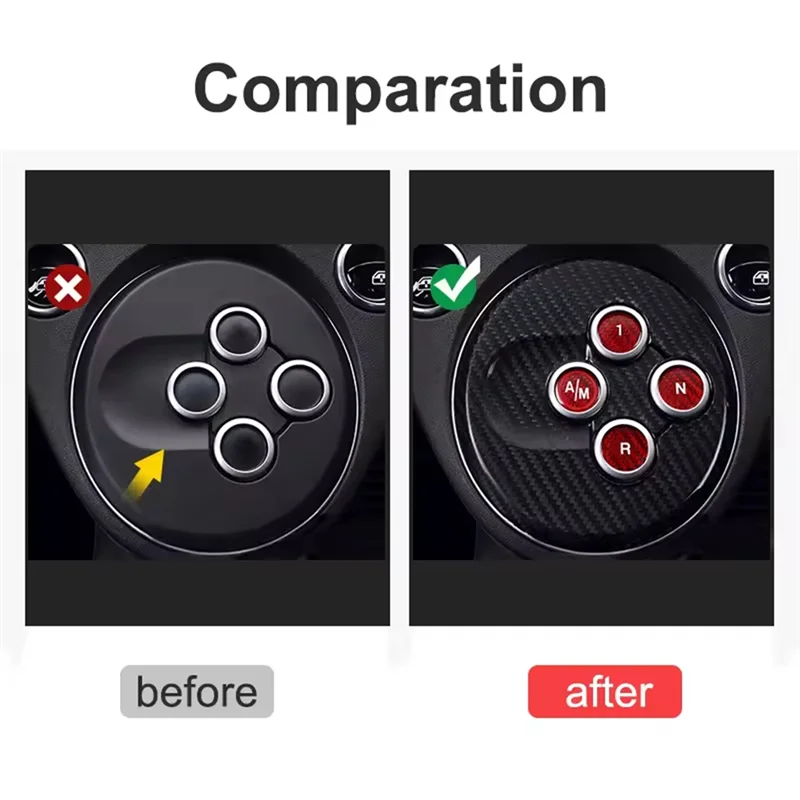 Pegatina decorativa de cubierta de botón de cambio de marchas de fibra de carbono para Fiat 500 Abarth 595 695, accesorio Interior de coche negro