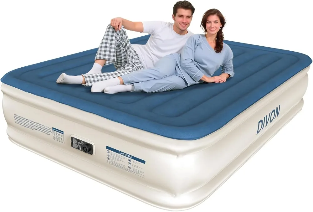 

Queen Air Mattress with Built-in Pump, Self-Inflatable in 3 Mins, Portable for Camping & Travel, Supports 660lbs
