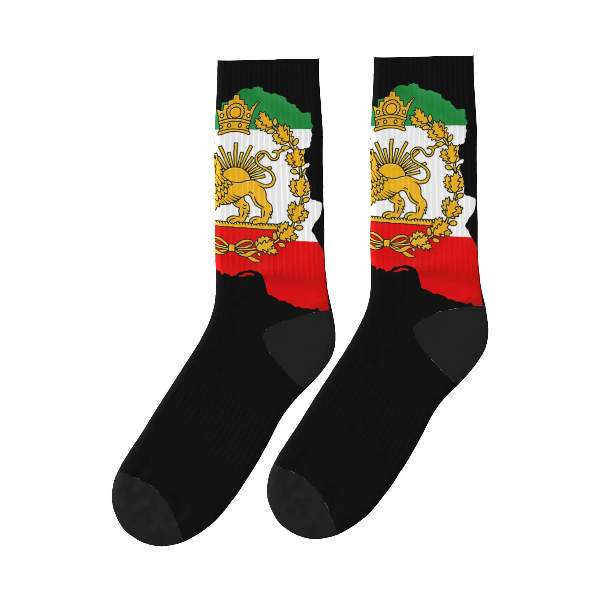 

Women Men Socks Persian Lion Iran Map Iranian Flag Stockings Anti-Slip Soft Socks Spring Leisure Custom Running Socks