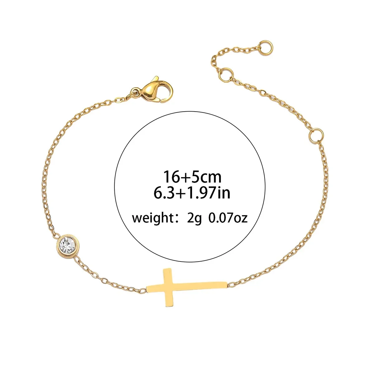 Cross Bracelet for Women Simple Single Chain Fancy Cross Anklet Charm with Shiny CZ Fashion Versatile Female Trendy Jewelry Gift image 6