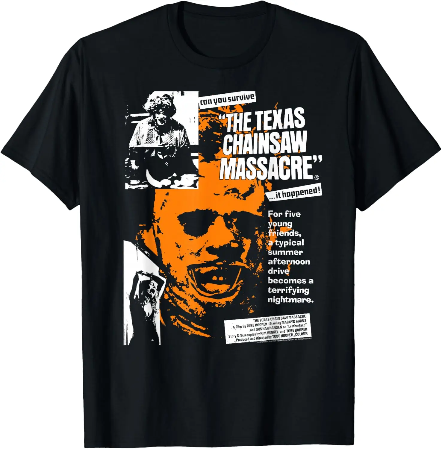 The Headline Collage Horror T-Shirt Men Halloween Festival Printed Graphic Tee, Casual Crew Neck Short Sleeve Spooky Gothic T‑Shirt for Holiday Party and Halloween Gift for Men.