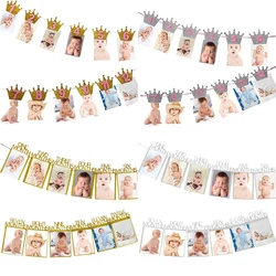 1-12 Monthly Baby Photo Banner Hanging Garland Kid 1st Birthday Party Decoration Newborn To 12 Month Birthday Banner Photo Props