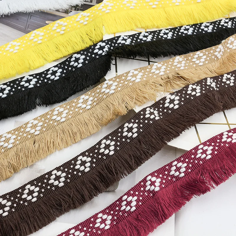 

Ethnic Style Rhombus Embroidery Tassel Lace Trim 2.5cm Wide Perfect for Ethnic Home Decor Packaging and Decoration Accessories