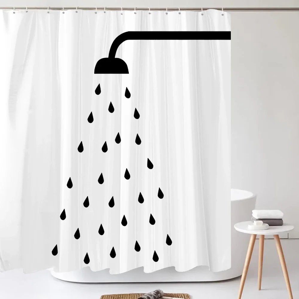 Minimalist Black Shower Head Raindrop 2D High Definition Tin Sign, Modern Bathroom Metal Wall Art Decor