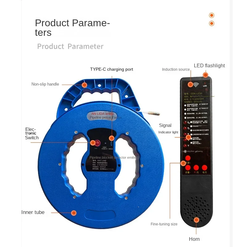 

Electrical pipeline blockage detector high-0precision blockage detector intelligent iron pipe threading blockage removal device