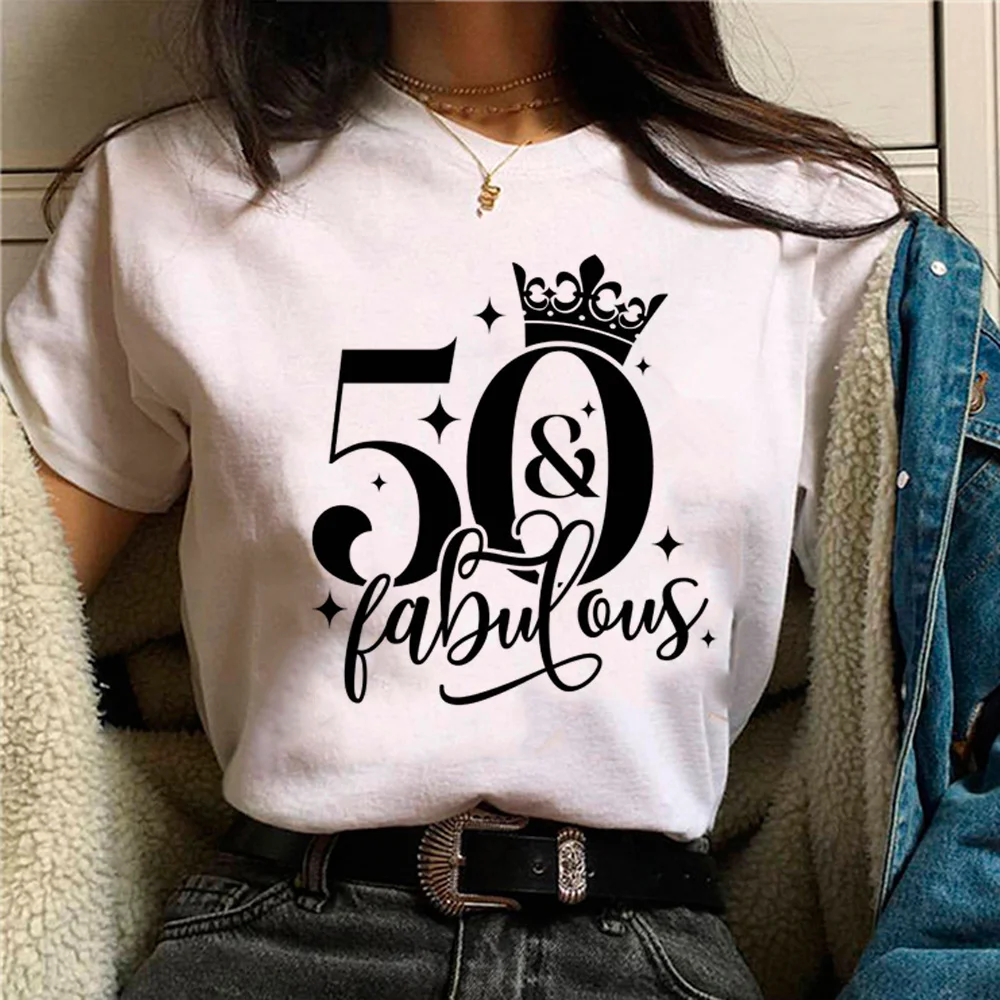 Camisetas de cumpleaños de 50 años y 50 años para mujer, camisetas gráficas divertidas japonesas, ropa de diseñador de manga para niña de los años