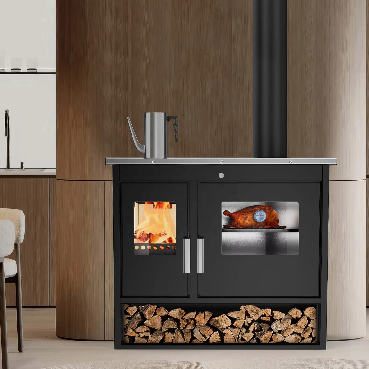 Cooking Stove Wood Burning Stove Indoor With Oven Wood Stove for Cooking and Heat Stufa a Legna with Cook Plate