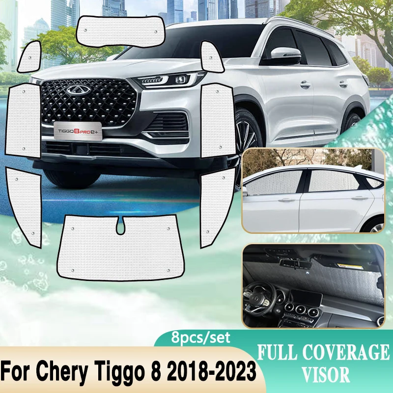 

Full Cover Sunshades For Chery Tiggo 8 Pro Plus 2018~2023 Windshield Windows Sun Protection Visor Car Accessories 2019 2020 2021