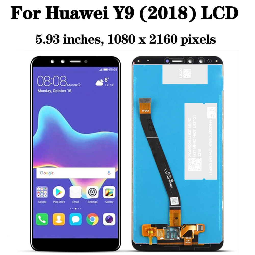 5.93''IPS For Huawei Y9 2018 LCD Display Touch Screen With Frame Digitizer FLA-L22 LX2 LX3 FLA-LX1 Display With Frame