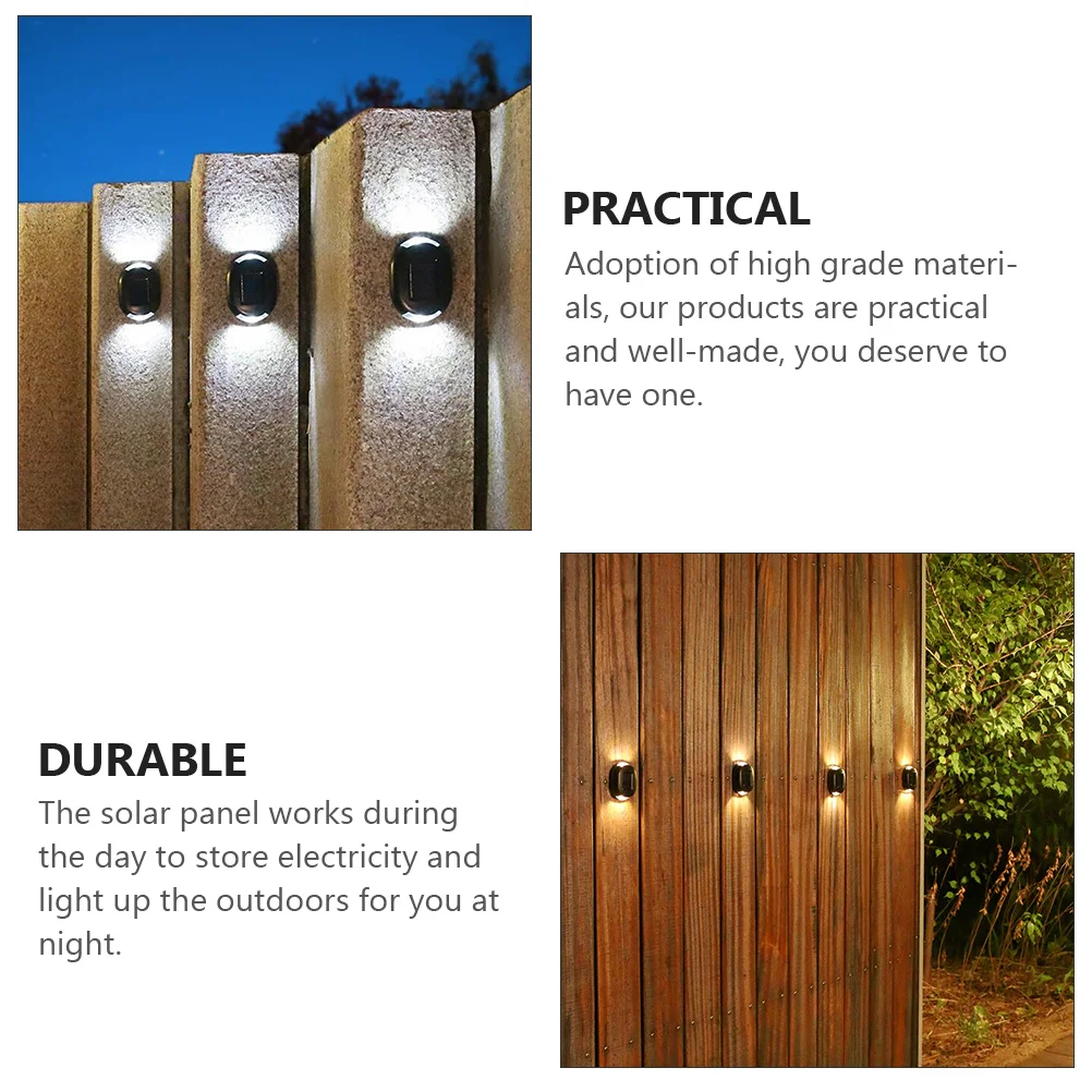 

4Pcs Solar Double Head Wall Lamp Outdoor LED Reliable Garden Lamp Solar Powered Waterproof Wall Light Solar-Powered Light