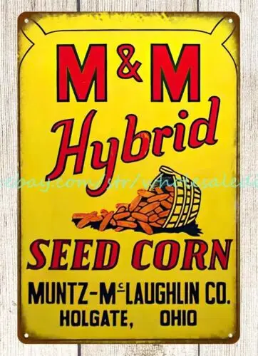 M&M Hybrid Seed Corn metal tin sign contemporary inspirational wall decor