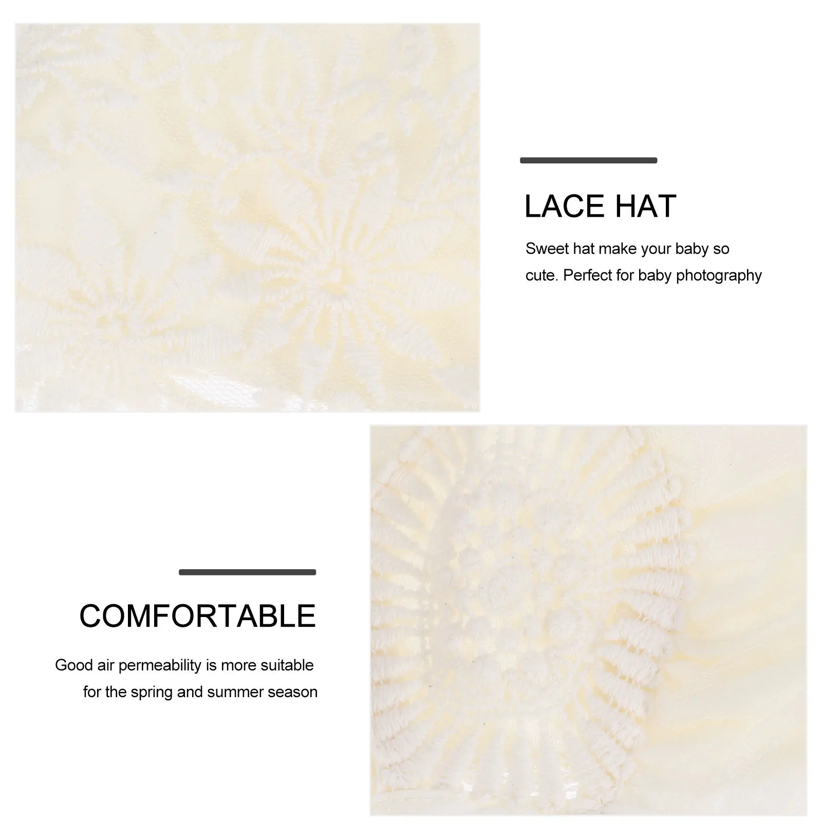 

1 шт., кружевная шапка для девочек, ажурная детская кружевная шапка, мягкая дышащая реквизит для детской фотографии, летняя повязка на голову для новорожденных, капот