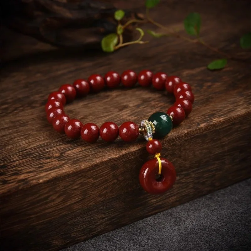 Cinnabar Zhaocai Nafu Ping An Buckle Bracelet for Men and Women