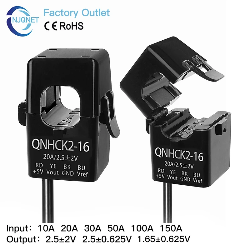Hall Effect Current Transducer 2.5V 2V 10A 20A 50A 100a 200A DC Clamp Ct Transformer Split Core Current Sensor 1.65V 0.625V
