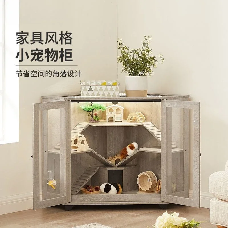 Hamster cage, small pet cabinet, chinchilla high-end villa, luxury three-layer home style feeding box