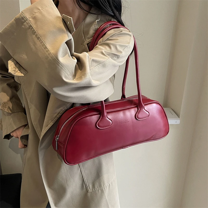 High Quality Portable Quiet Luxury Women's Underarm Bag Simple Solid Color Designer Shoulder Bag Trend PU Leather Handbag Ladies image 2