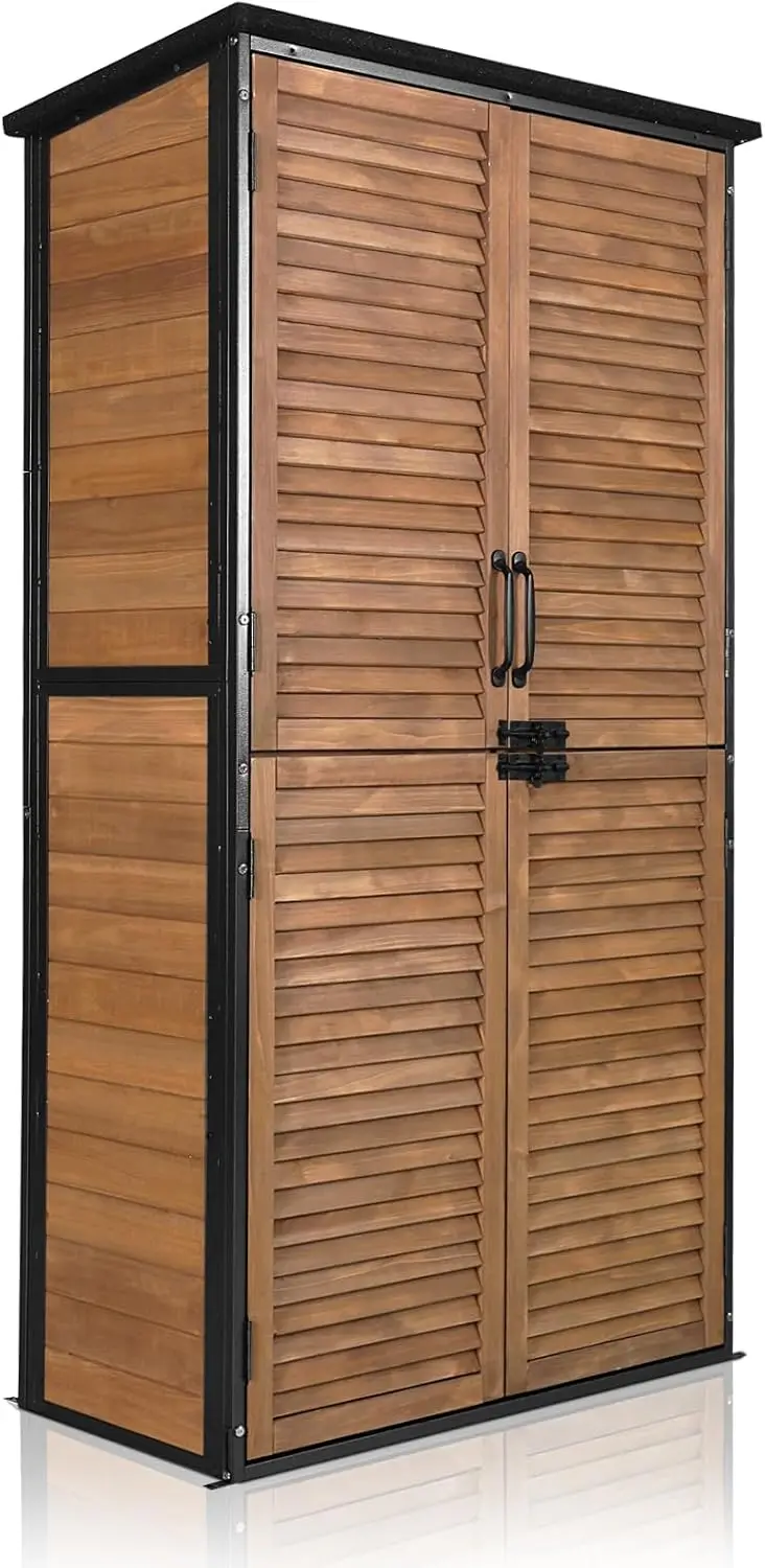 Aivituvin Outdoor Storage Shed With Floor - Strong Metal Frame, Adjustable Shelves, Ventilated Blinds - Ideal For Garden Tools