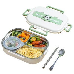 Tragbare Leckage Lunchbox mit Besteck, Edelstahl, Lebensmittelbehälter, Mikrowellensicherheit, 2 Gitter, 4 Gitter, 5 Gitter, Panda für Erwachsene und Kinder 10 Hauptverkauf Panda Lunchbox - №10