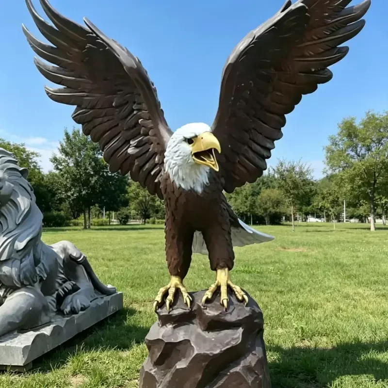 Zoo Architecture Garden Sculpture Large Outdoor Metal Eagle Statue High Quality Brass Bronze Craft Casting Custom Color