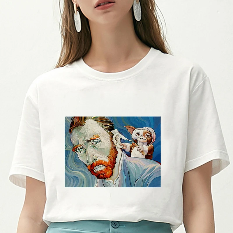 New summer spoof Van Gogh Oil Art women t shirt Printed t-shirt female top Casual funny tshirt graphic tee shirts Harajuku Femme