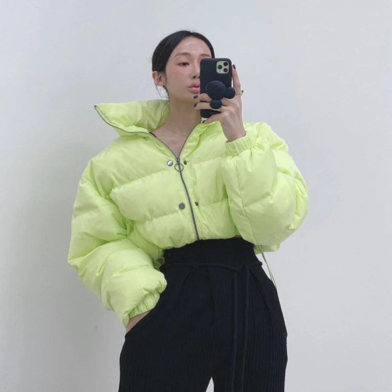 

Женское осенне-зимнее новое пальто с свободным воротником-стойкой и завязками на талии, хлопковое пуховое пальто Jaet