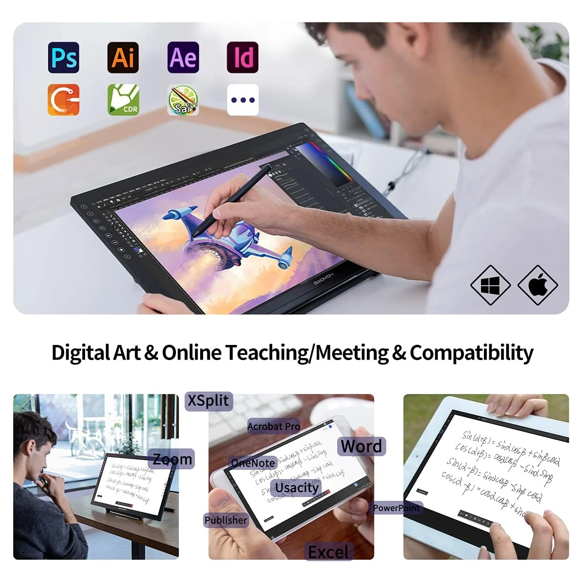 GAOMON Graphics Tablet PD2200 21.5 Inch Anti-Glare Screen Pen