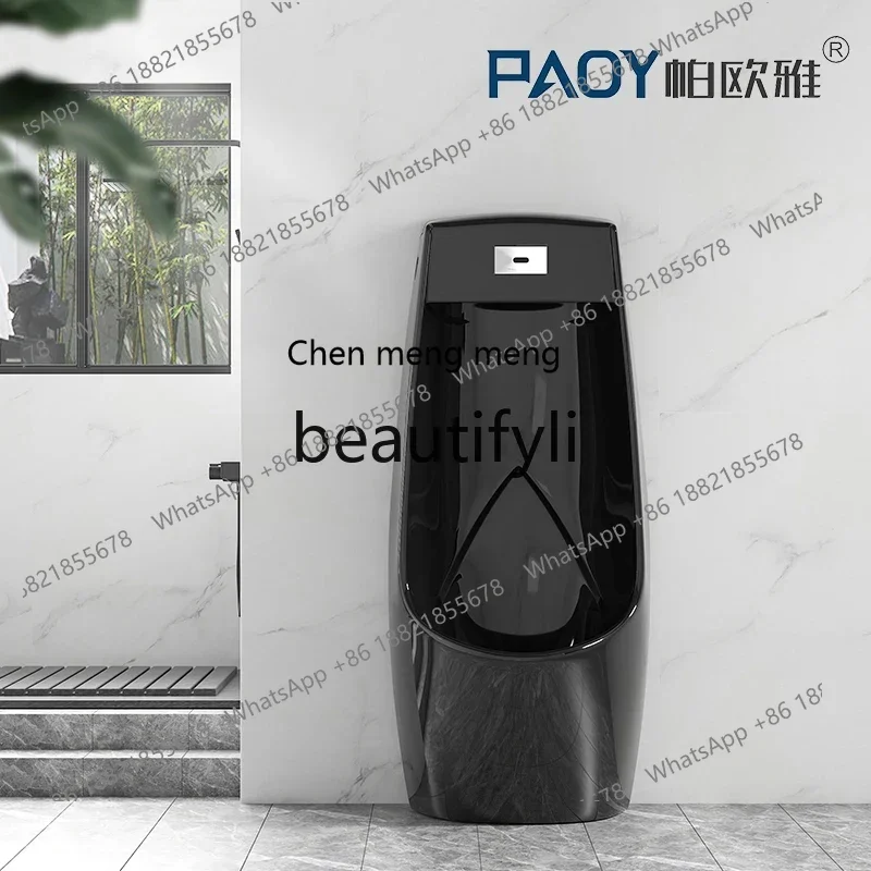 B178 Black automatic induction floor urinal, household standing urinal, adult standing urinal, put it on the ground