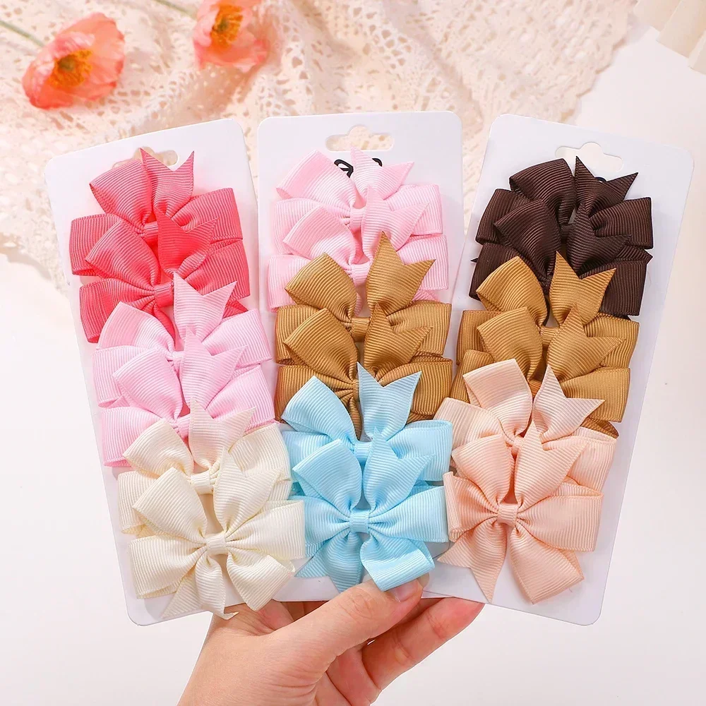 

6Pcs/lot 2inch Solid Ribbon Bowknot Hair Clips for Girls Cheer Bows Hairpin Barrettes Headwear Childrens Hair Accessories 2025