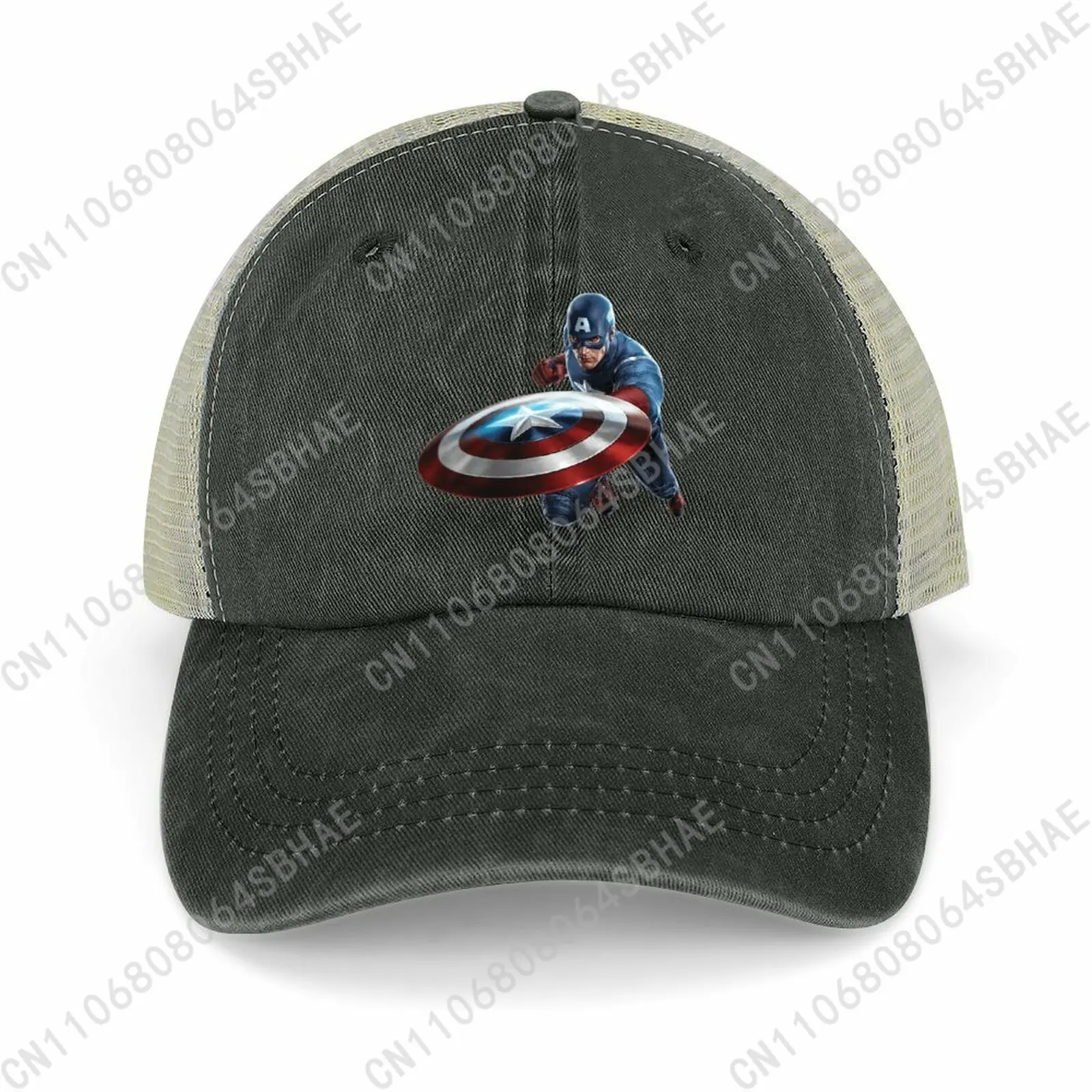 

Marvel Captain America Mesh Cowboy Hat Hollow Ventilated Summer Cap Men Women Outdoor Sun Hat Adjustable Strap Custom Cosplay