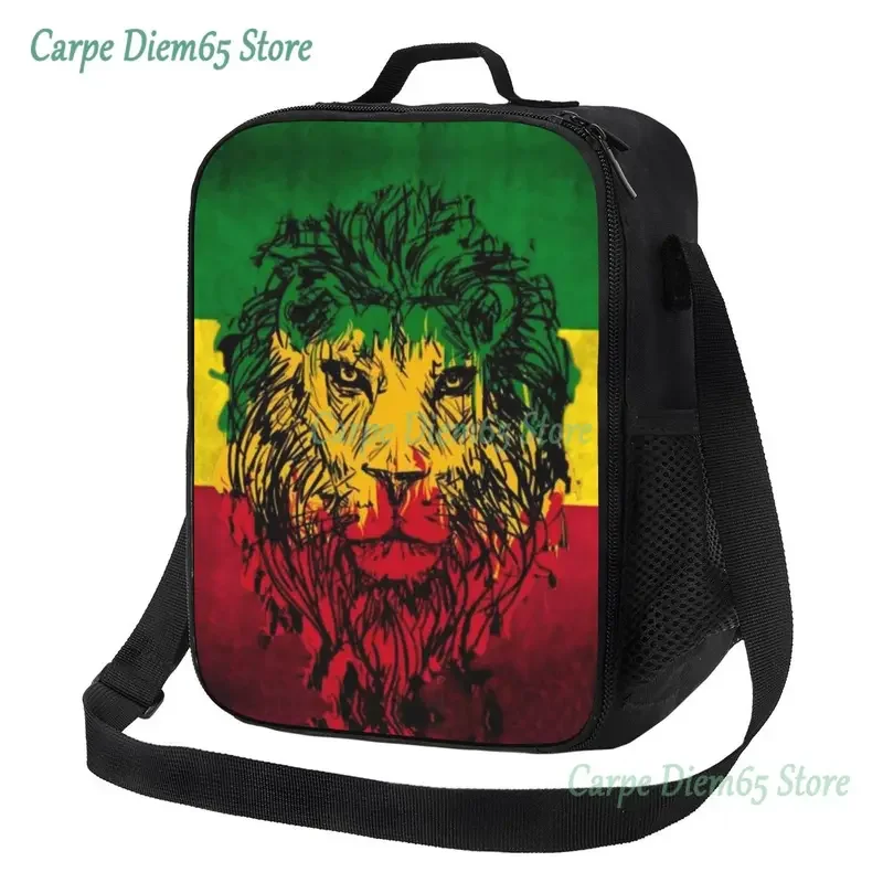 Lion Of Judah Rasta Jamaican Reggae Insulated Lunch Bag Camping Travel Rastafarian Art Cooler Thermal Bento Box Women Children