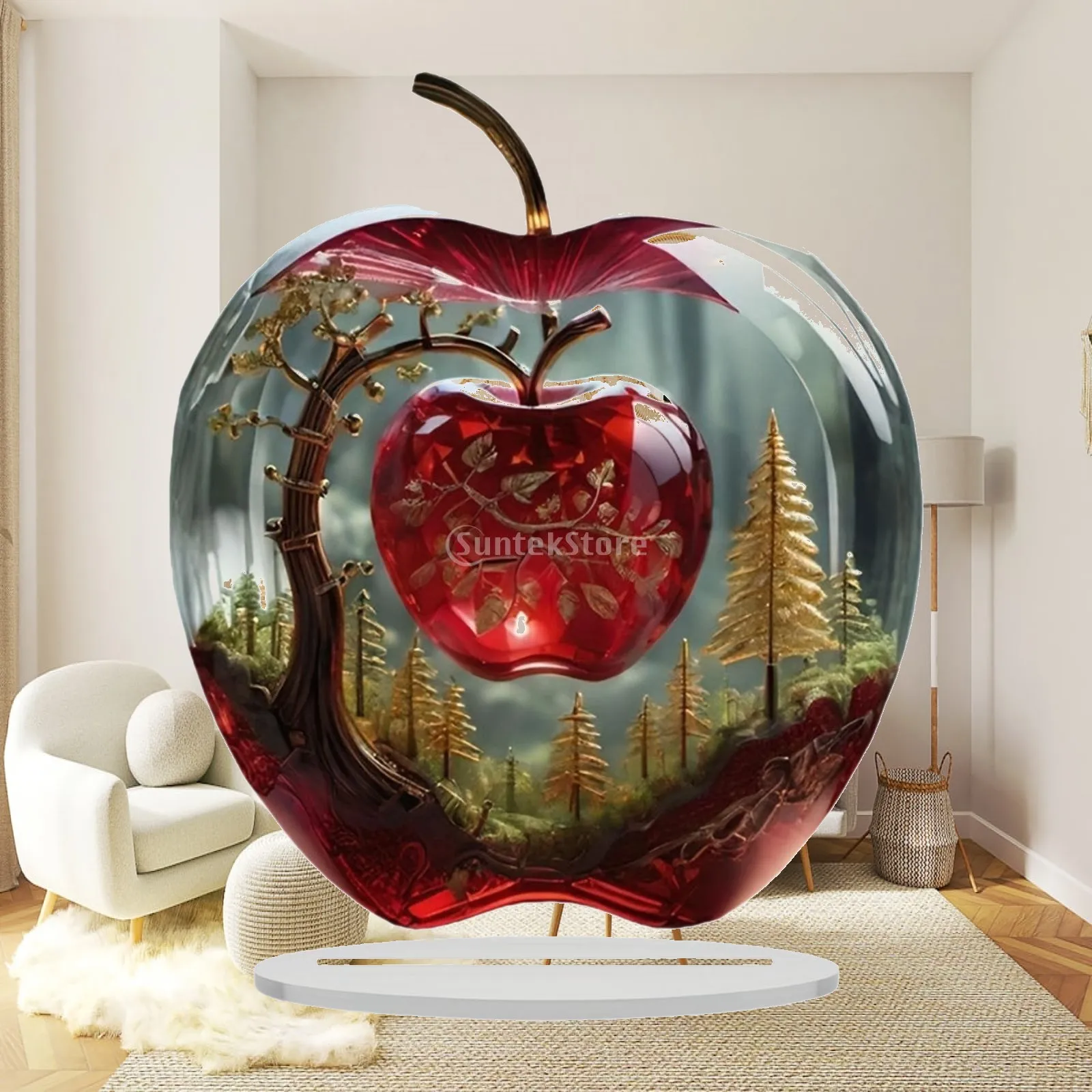 2D Flat Apple Shaped Table Sign Acrylic Multifunctional Waterproof Lightweight