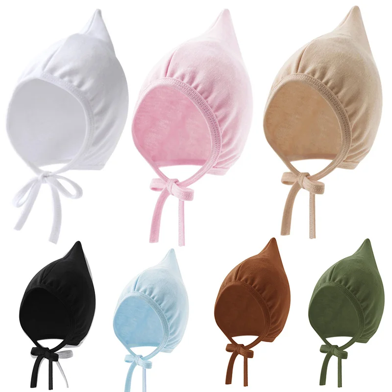 

Autumn Newborn Hat Solid Color Elf Baby Hats Infant Beanie Bonnet for Girls Boys Toddler Cap Accessories 0-1 Years Old