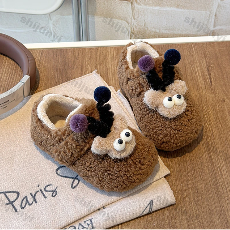 Chaussures Plates Chaudes et Mignonnes en Coton à Semelles Souples pour Enfant, Décontractées, en Peluche, de Loisirs, Nouvelle Collection Automne Hiver