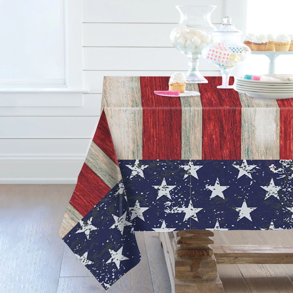 Tovaglia Independence Day 4 luglio copritavolo bandiera americana Patriotic Star rettangolo forniture per feste decorazioni per la tavola