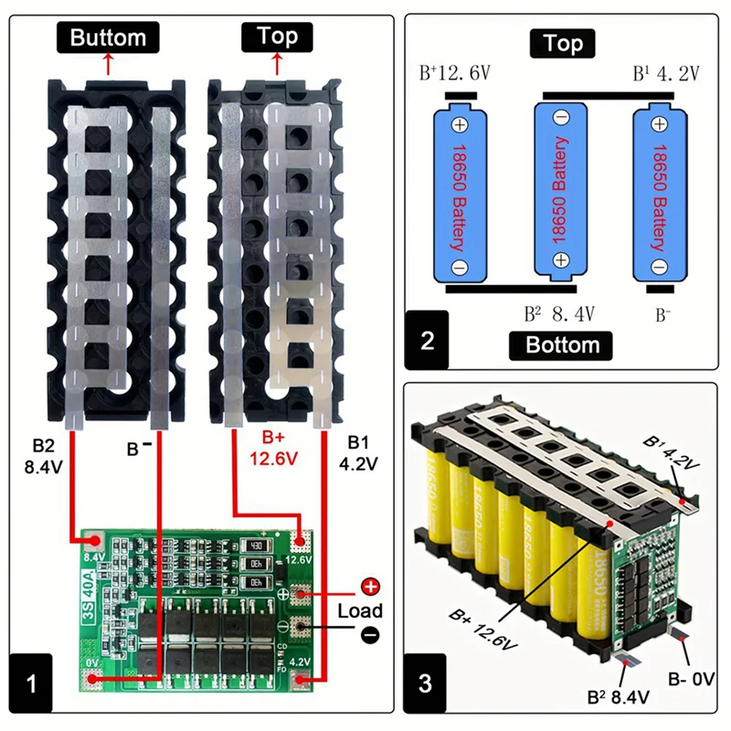 AB42-2X 12V 7Ah Supporto per scatola batteria per batteria 18650 3X7 Nichel con scatola di immagazzinaggio Parte con scheda PCB Batteria fai da te