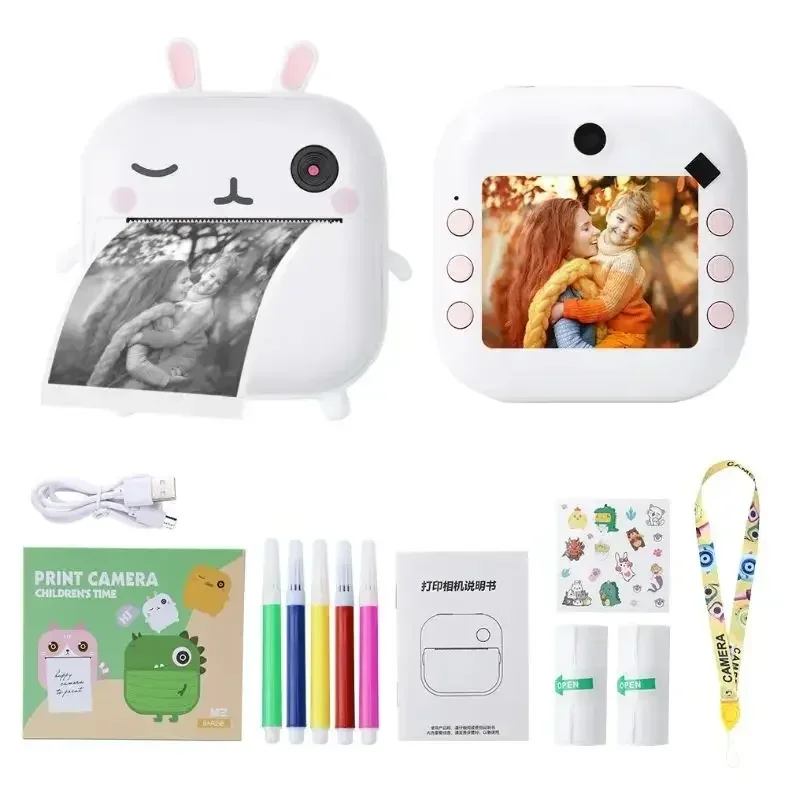Children Digital Camera 1080P HD Thermal Print Camera Instant Print Mini Camera Best Birthday Christmas Gifts