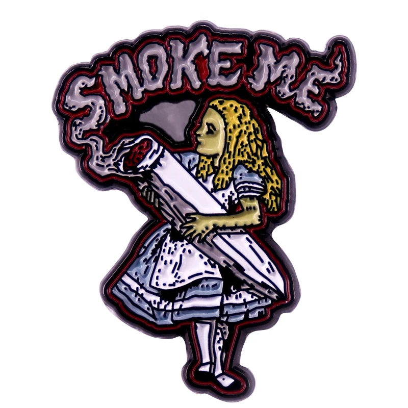 A2952 Smoke me Girl Brooches for Clothing Cartoon Enamel Pins Lapel Pin for Backpack Briefcase Badges Fashion Jewelry Decoration