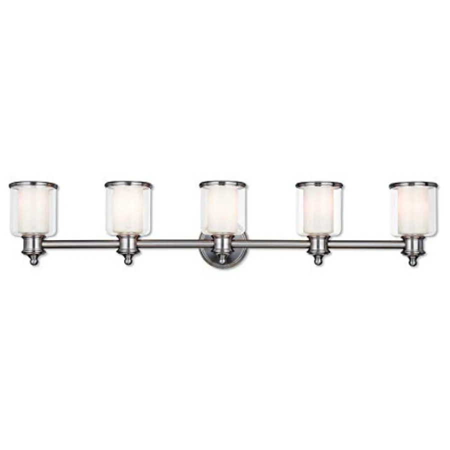 

Светильник для ванной комнаты Transitional Five Light из коллекции Middlebush в отделке Pwt Nckl B/S Slvr, матовый никель.