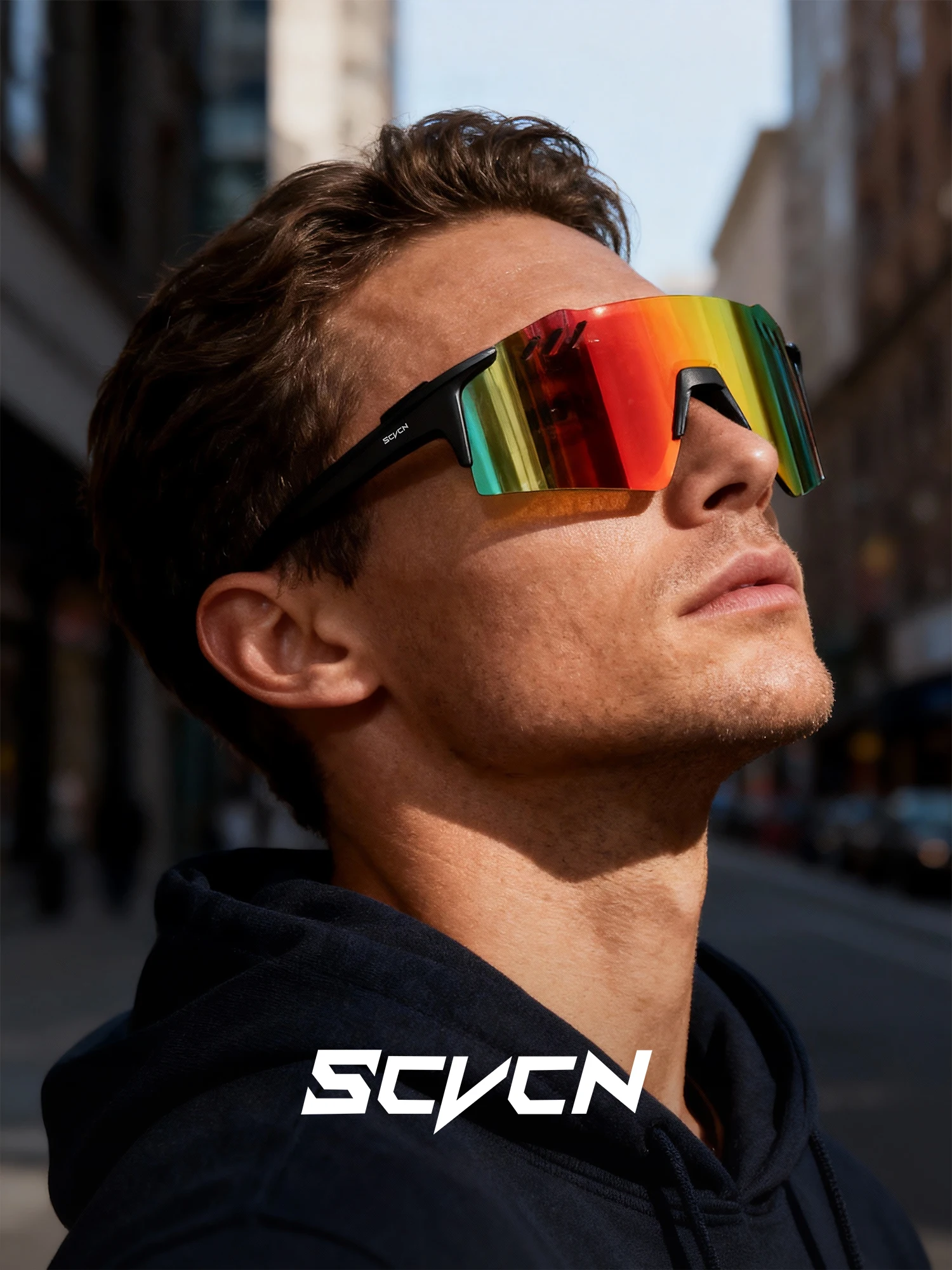 AliExpress SCVCN Hiking Eyewear Fashion Rimless Cycling Glasss Outdoor Sports Running Drving Sunglasses for Men Goggles Mtb Bicycle 1 Lens