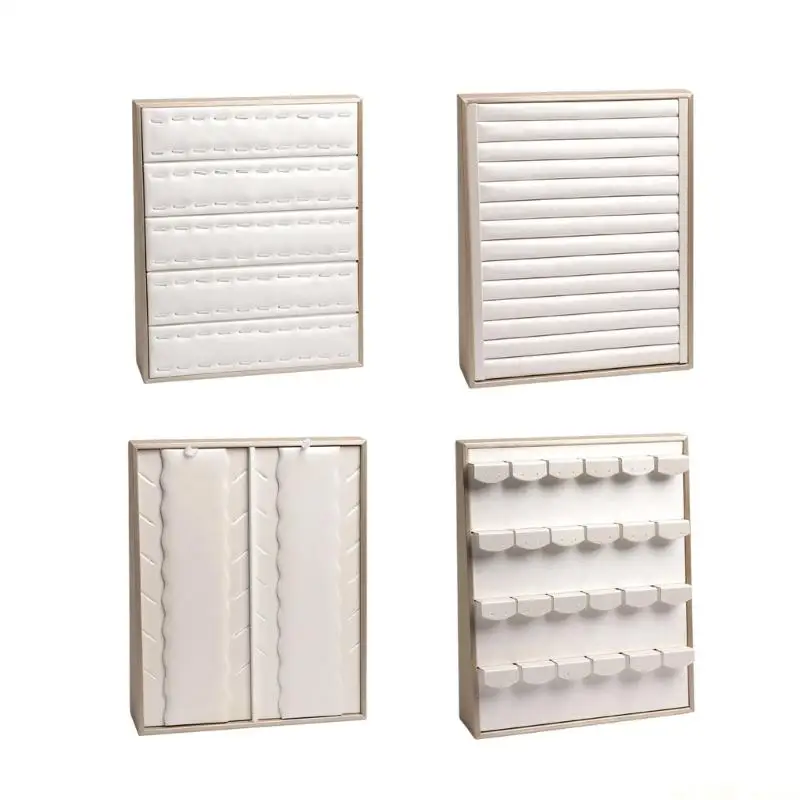 

D46E Легко чистящаяся подставка для ювелирных изделий из искусственной кожи для аккуратной презентации колец, серег, ожерелий и