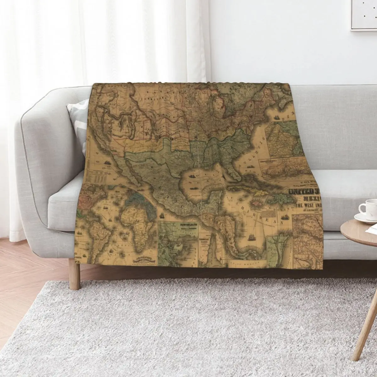 USA Vintage Map 1862 Vintage US Map The United States Of America Vintage Map Throw Blanket Nap anime Beach Blankets