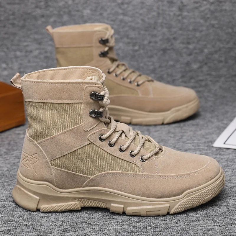 

Boots Men's 2025 Autumn/Winter New Canvas Versatile Middle Barrel Retro workwear High Top Breathable Labor Protection Shoes